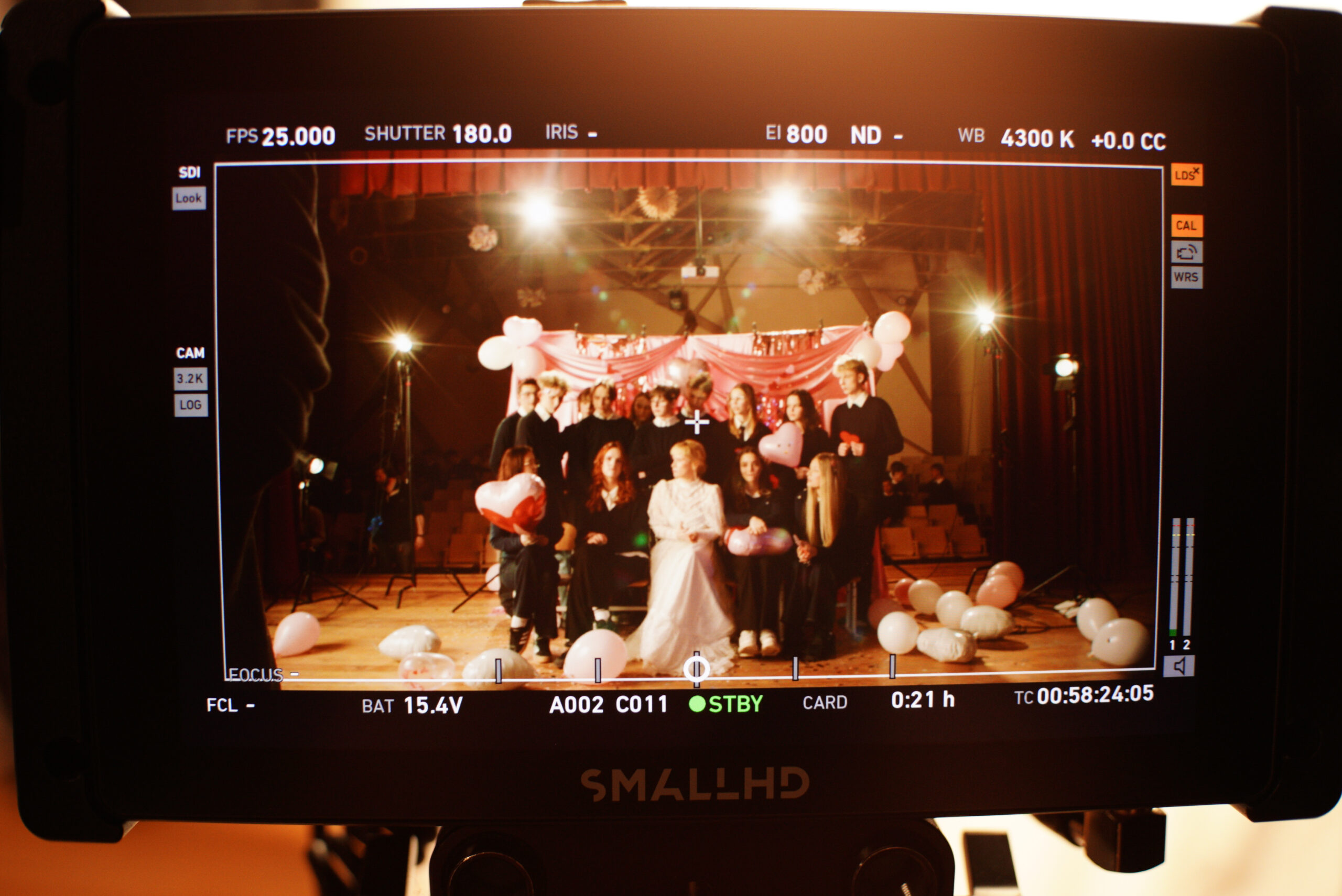 School scene framed on the production monitor