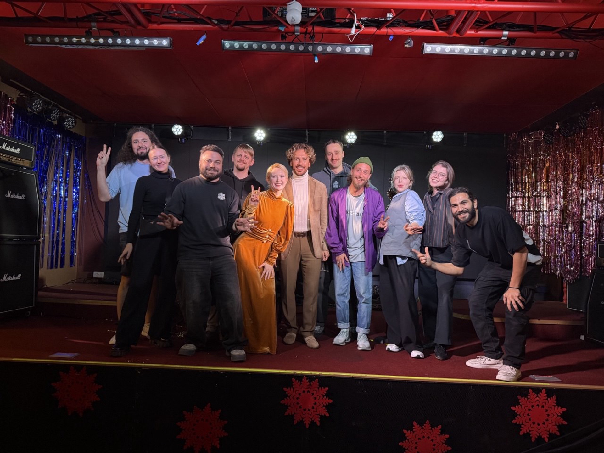 The filming crew with the performers in Cyprus