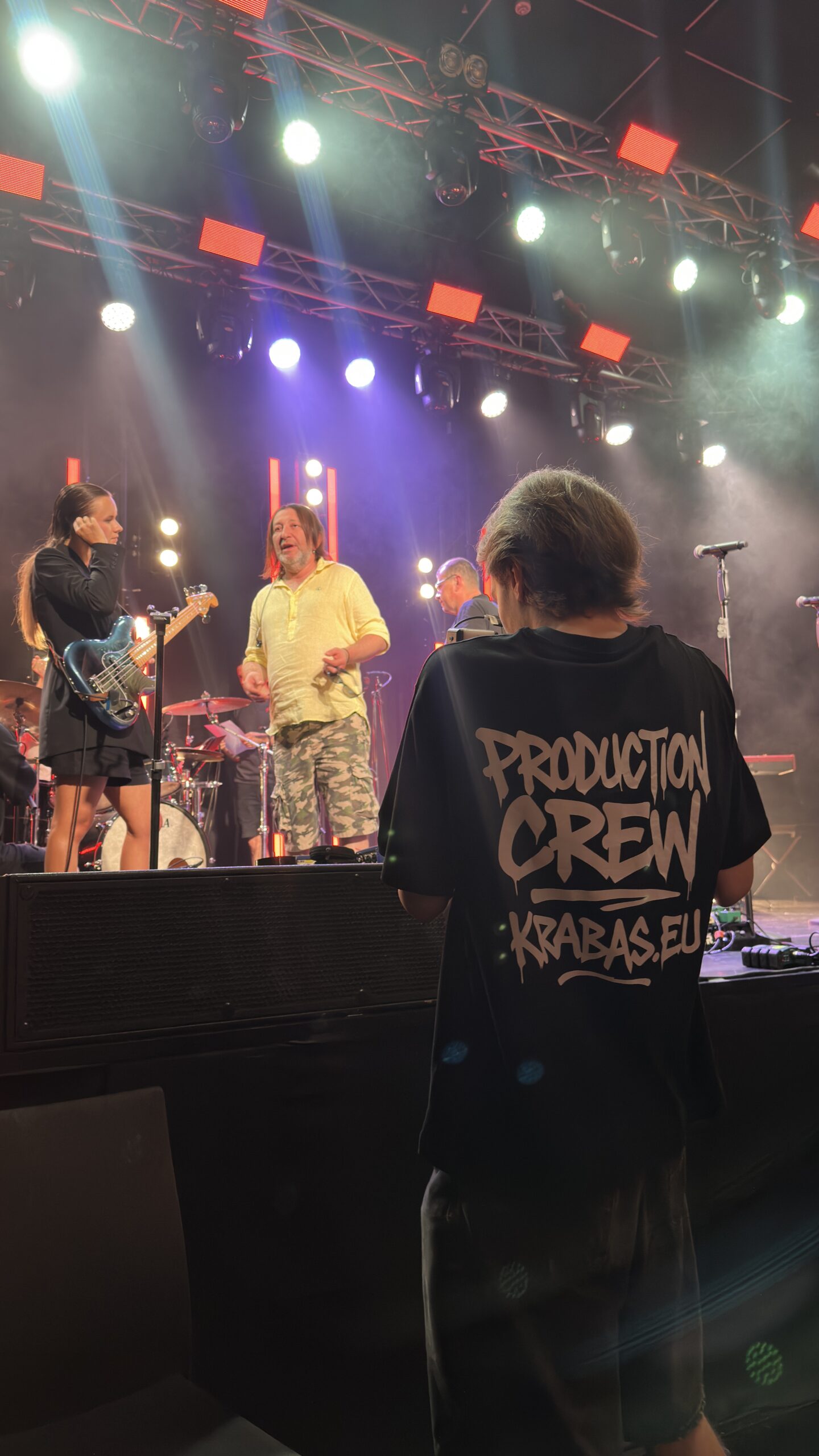 Labas Krabas camera operator filming a studio performance